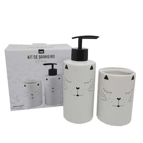 Kit Para Banheiro Com 2 Peças Em Cerâmica Branco