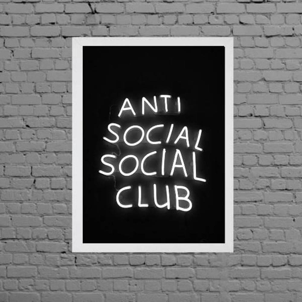 Quadro Anti Social Social Club 24X18Cm Moldura Branca