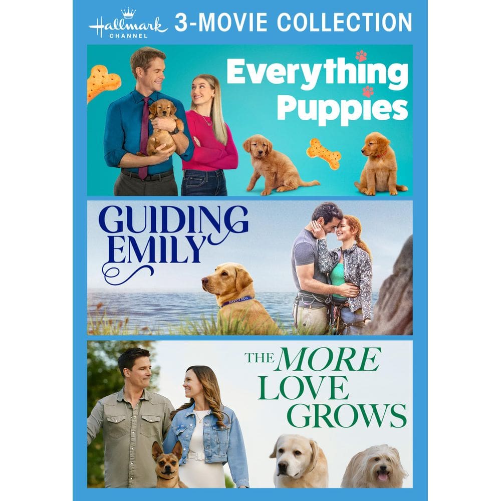 DVD Hallmark, coleção de 3 filmes, Everything Puppies//Guiding Emily//Quanto mais o amor cresce