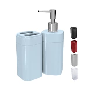 Kit Acessórios Banheiro Porta Escova E Sabão - Azul