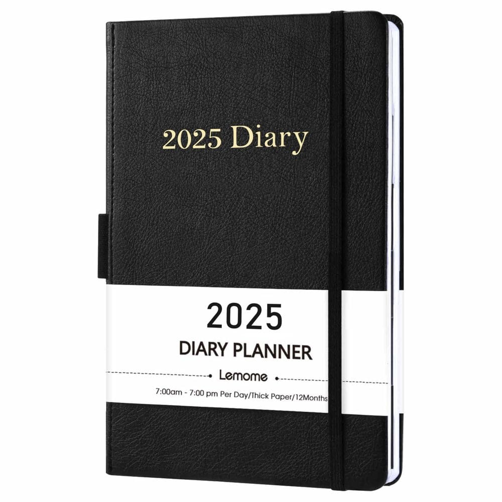 Agenda diária Lemome 2025 Daily com abas, presilha para caneta e bolso