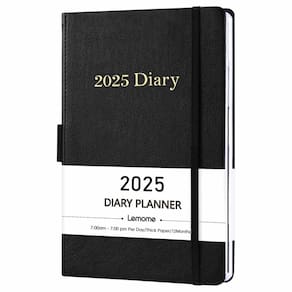 Agenda diária Lemome 2025 Daily com abas, presilha para caneta e bolso