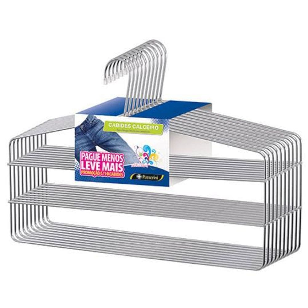 Kit 6 Cabides Para Calça Triplo Cromado - Passerine