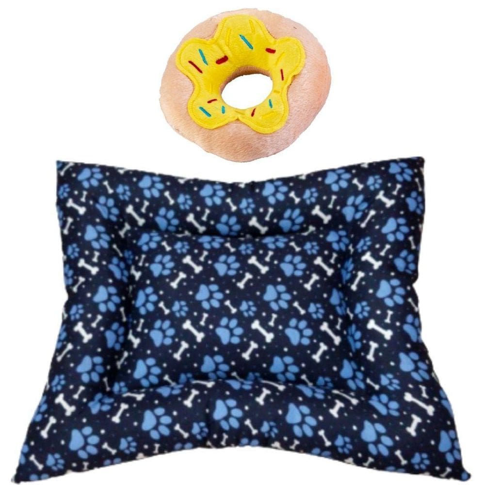 Kit Almofadão E Pelúcia Para Cães E Gatos - Azul