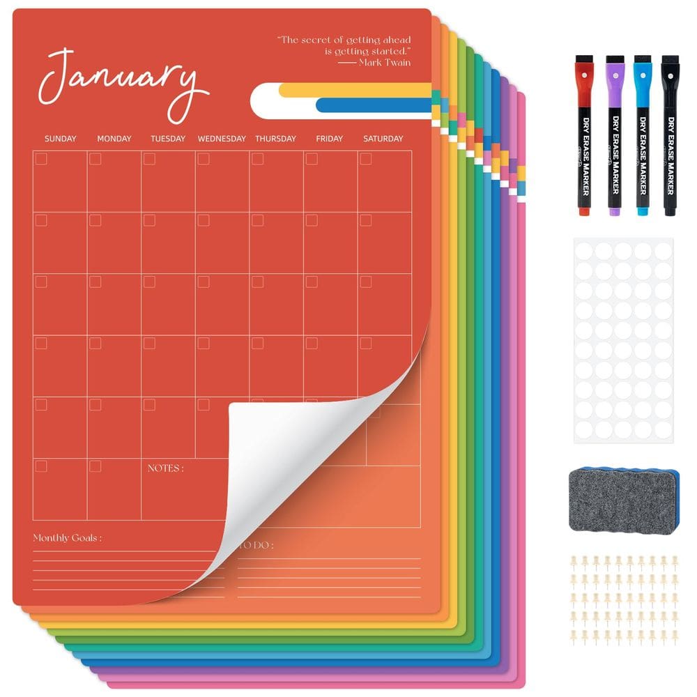 Calendário de parede Ospelelf Dry Erase 12 meses 2025 30x43cm