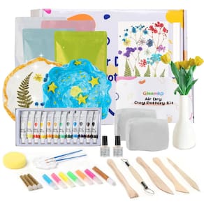 Kit de argila seca Air Dry Gleamkid para adultos com ferramentas e verniz 39 unidades