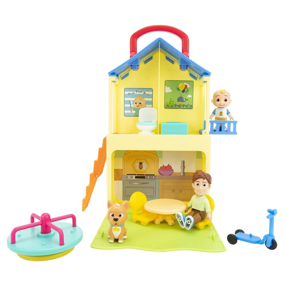 Conjunto de jogos CocoMelon Deluxe Pop n` Play House com JJ, papai e Bingo