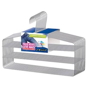 Kit 6 Cabides Para Calça Triplo Cromado - Passerine