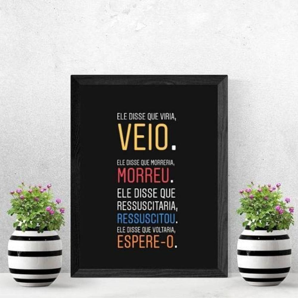 Quadro Decorativo Jesus Está Voltando 45X34Cm Moldura Preta