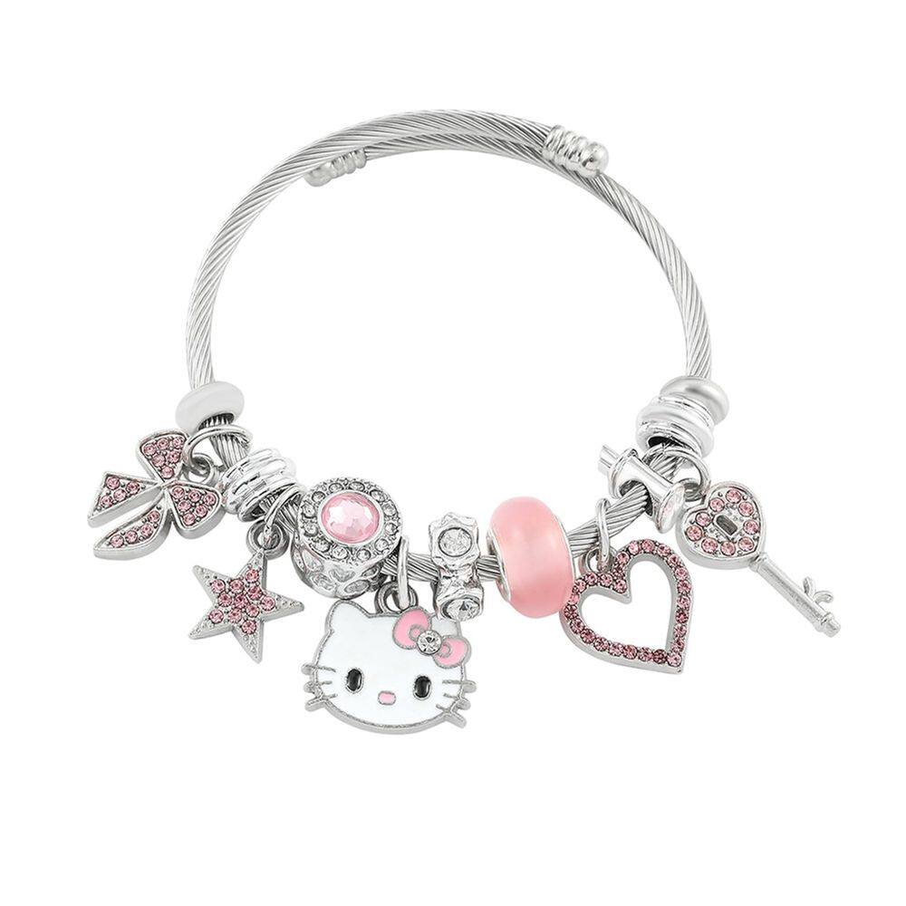 Pulseira feminina de anime LSYDCARM Kawaii com pingente de borboleta e coração