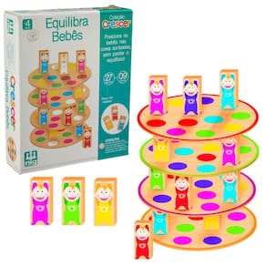 Jogo Equilibra Bebês Brinquedo Infantil Com 36 Peças Didáticas Em Madeira - Nig Brinquedos