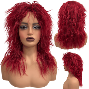 Peruca rock heavy metal anos 60 70 80 ondulada volumosa friz