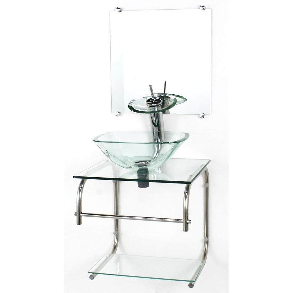 Gabinete 40Cm De Vidro Inox Cuba Quadrada Cqp Incolor