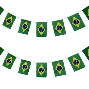 Varal De Bandeirinhas De Tecido Do Brasil Com 5 Metros Decoração Bandeirolas Copa Do Mundo Kit 8 Bandeiras