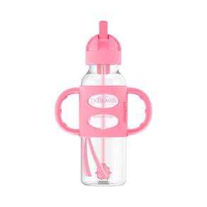 Frasco de canudo Dr. Brown`s Milestones 250ml rosa 6m+