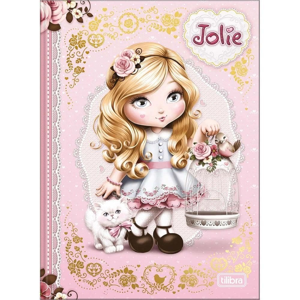 Caderno Brochura Colegial 160Fls Jolie Vintage Rosa Tilibra