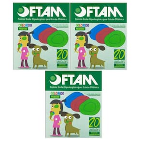 Kit 3 Protetores Ocular Oftam Pequeno Colorido 20 Unidades