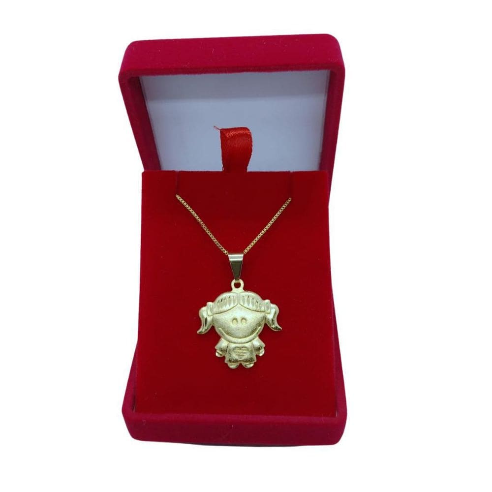 Colar Menina Sorrindo Folheado A Ouro 18K