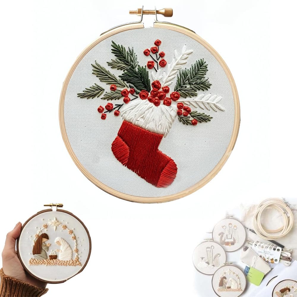 Kit de bordado de Natal TINLOK para adultos e crianças DIY feito à mão