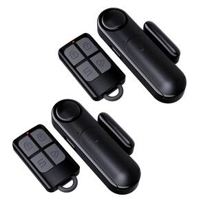 Pacote de 2 janelas e portas de alarme METAK com controle remoto de 120 dB preto