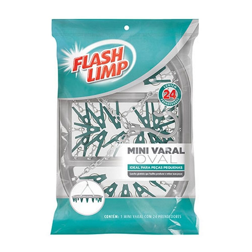 Varal Mini Oval FlashLimp - Prático e Portátil - 16x35x53 cm