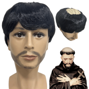 Peruca franciscano padre festa junina topo careca preta