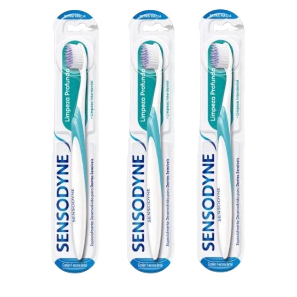 Escova Dente Extra Macia Limpeza Profunda Sensodyne Kit X3