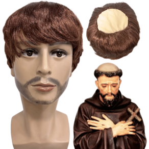 Peruca franciscano padre festa junina topo careca castanho
