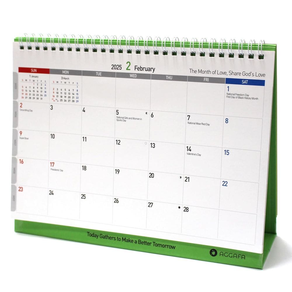 Calendário de mesa AGGAFA 2025 Monthly Planner 9,8x7,7 polegadas