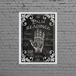 Quadro Decorativo Palm Readings 45X34Cm Moldura Branca