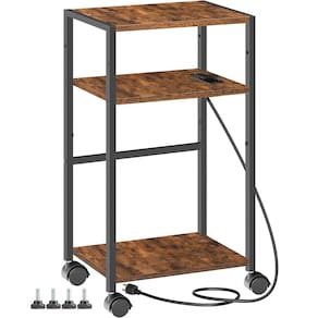 Suporte de torre de computador HOOBRO de 3 camadas com estação de carregamento marrom