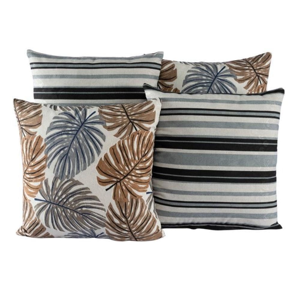 Kit 4 Almofadas Jacquard Decorativas 40X40 Cinza - 001