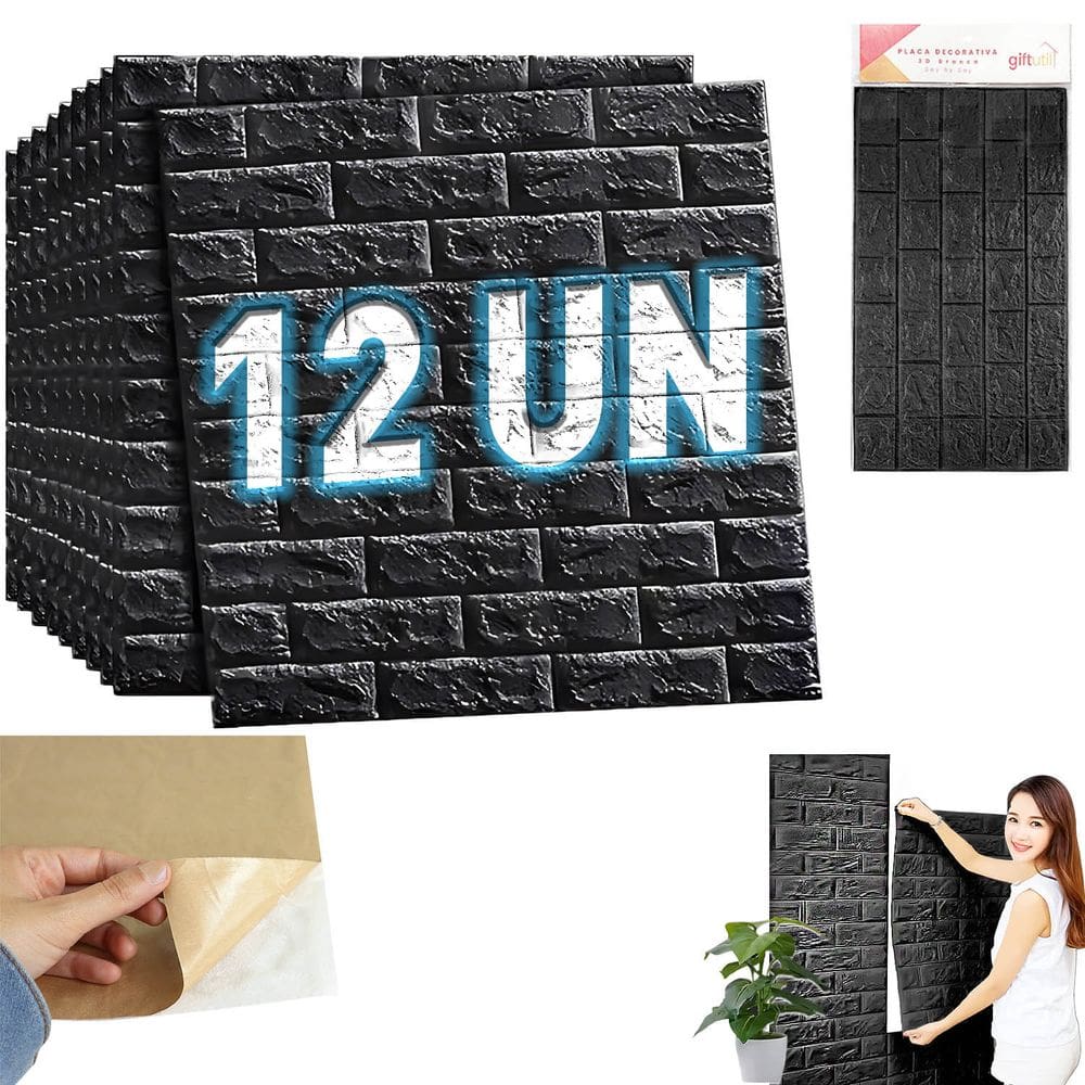 Kit 12 Papel De Parede 3D Placa Decorativa Texturizado PVC 77x70cm