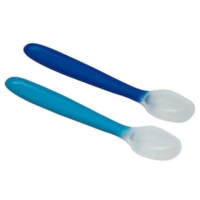 Kit Com 2 Colheres De Silicone Flexíveis Azul - Kababy