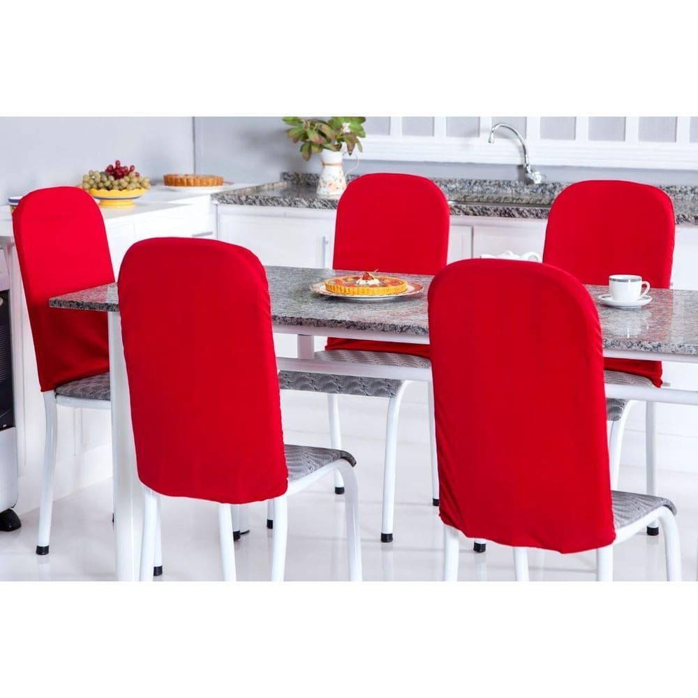 Kit 6 Capas P Encosto Cadeira Tubular Elastano - Vermelho