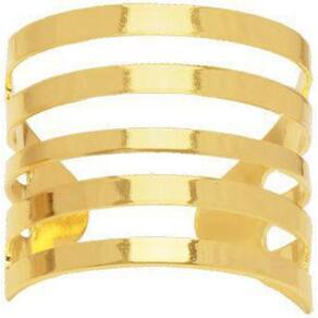 Anel Gladiador Listrado Folheado A Ouro 18K