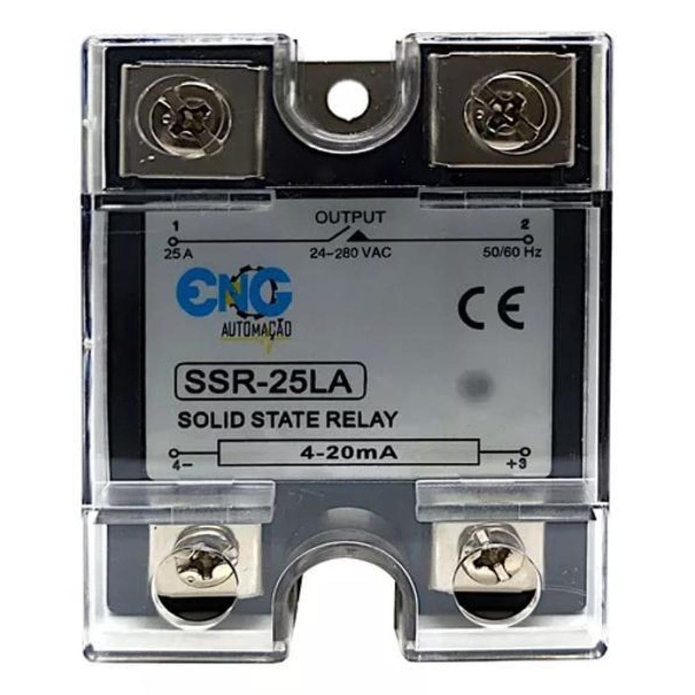 Relé de Estado Sólido Analógico 4-20mA 24-280VAC 25A SSR-25LA