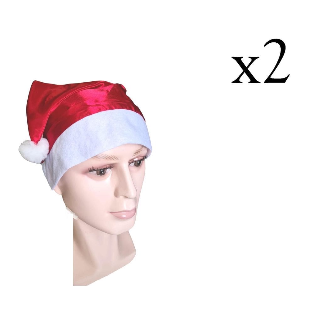 Kit 2 Toucas De Cetim Natalinas Gorro Papai Noel Fantasia