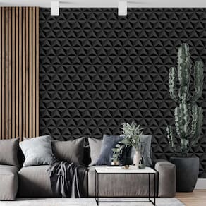 Papel De Parede Adesivo Geométrico Tons De Preto - 3,0M