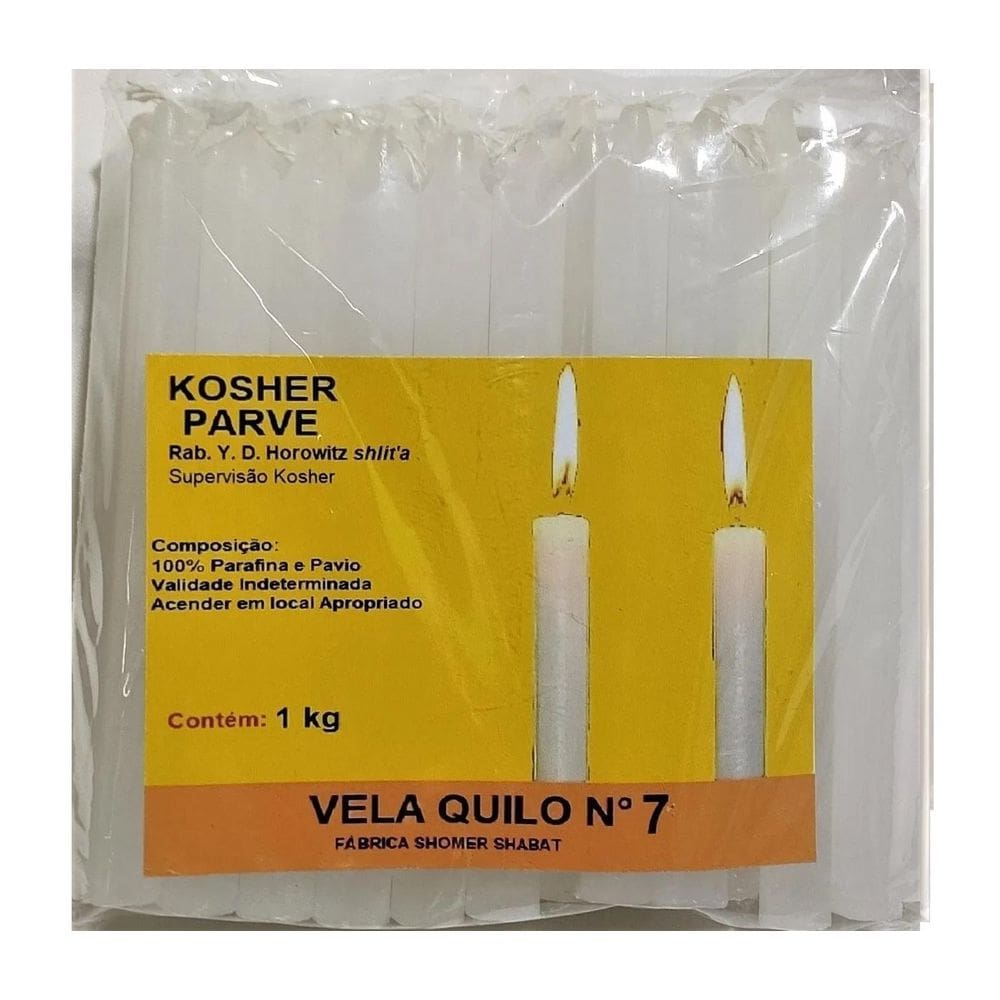 Vela Brilho Parve Kosher Numero 7 Pacote 1 Kg