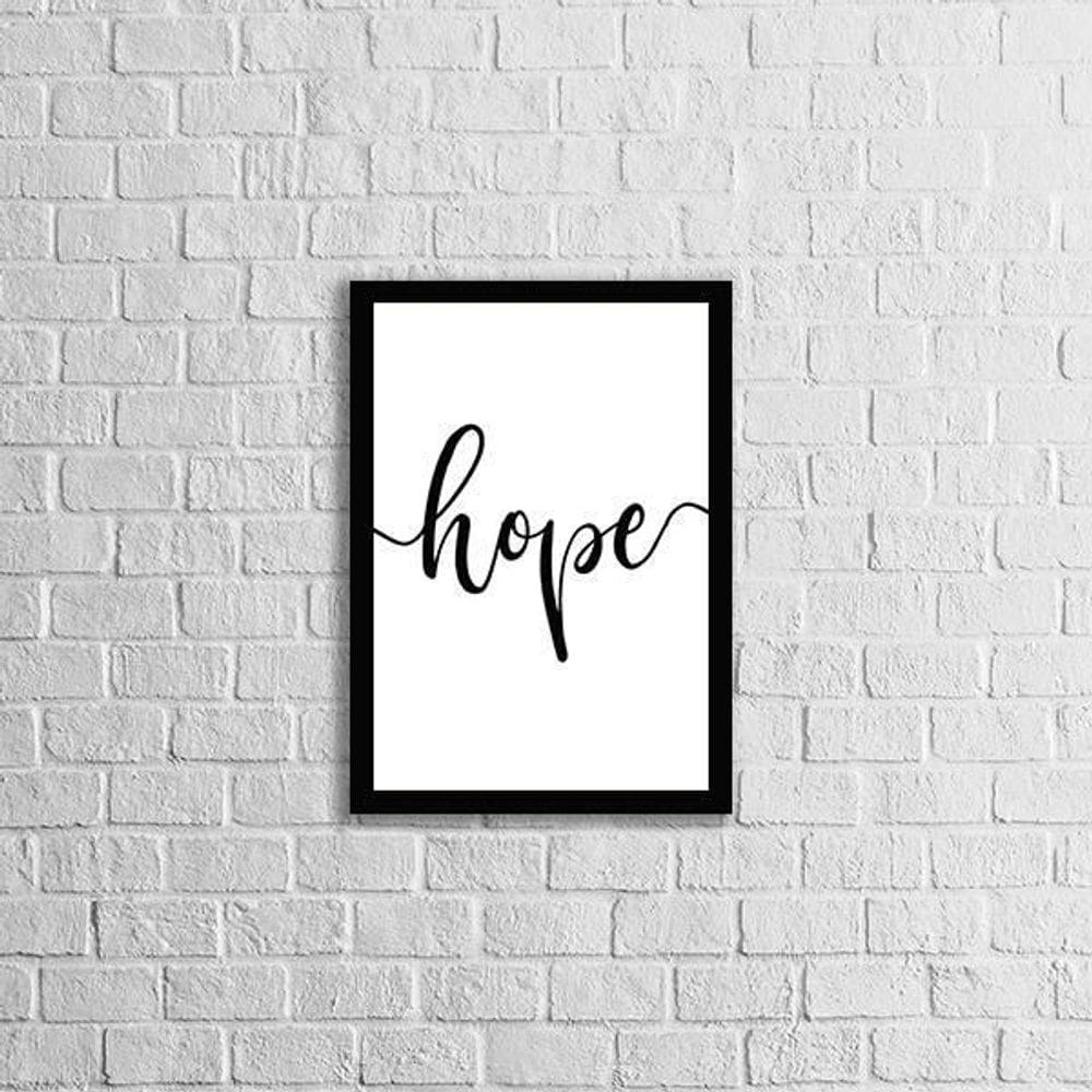 Quadro Palavra Hope 33X24Cm - Com Vidro Moldura Preta