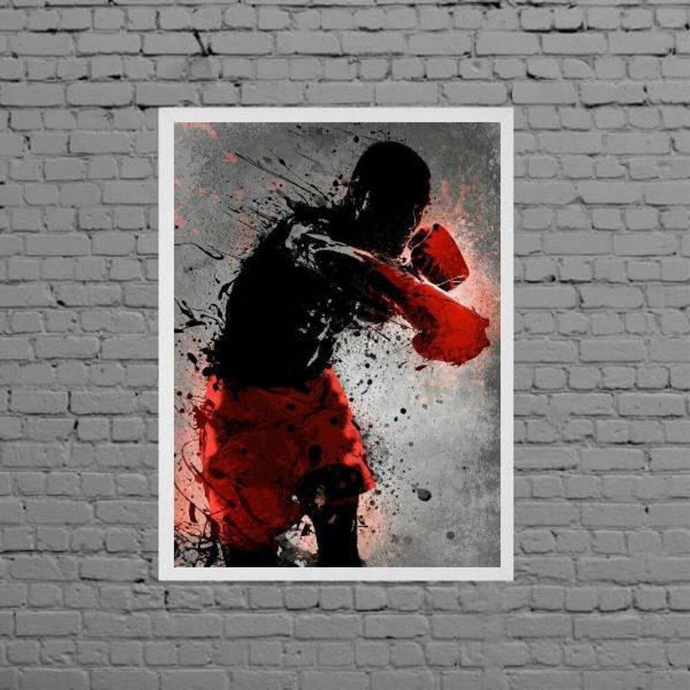 Quadro Decorativo Lutador De Boxe 45X34Cm