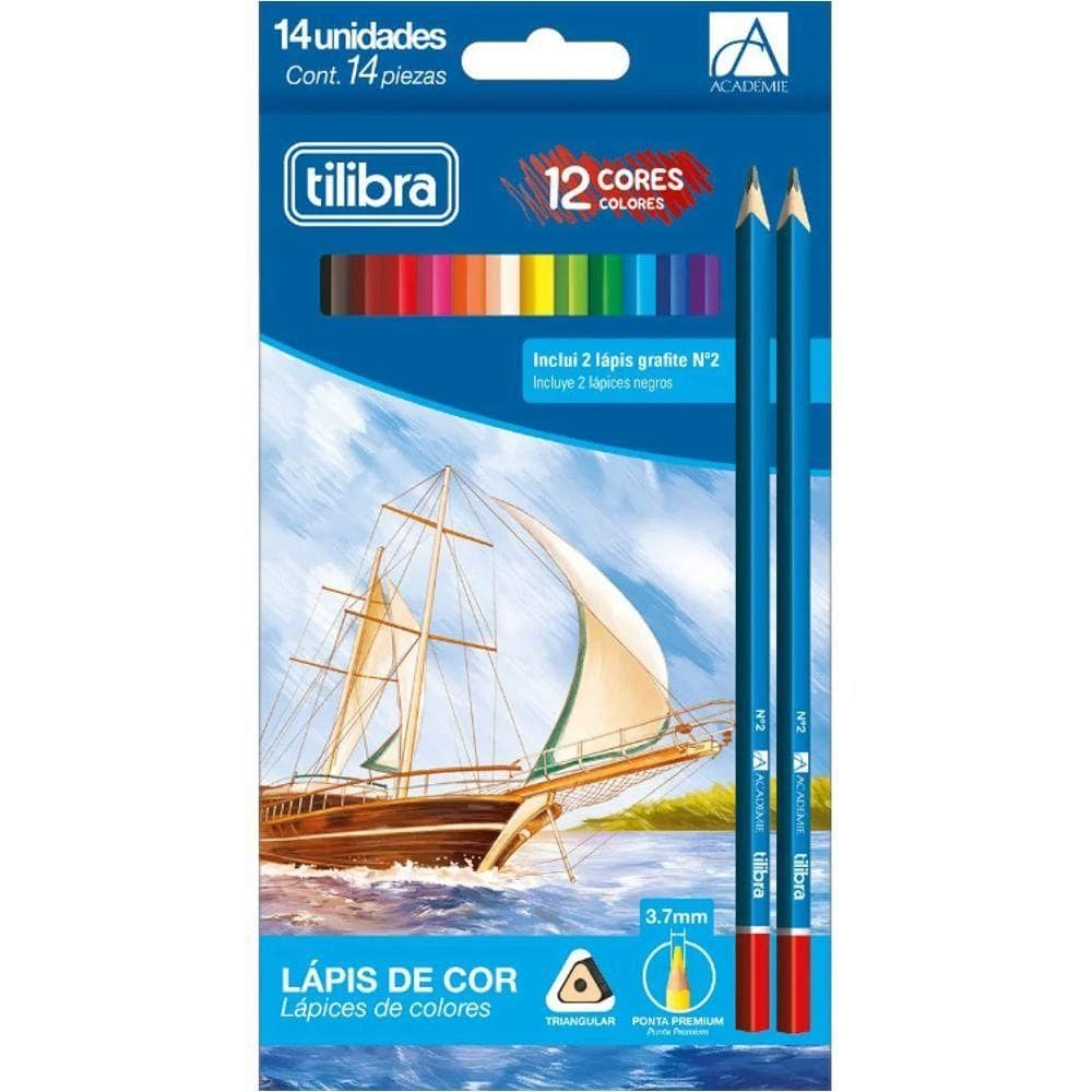 Lápis De Cor Triangular Tilibra 12 Cores