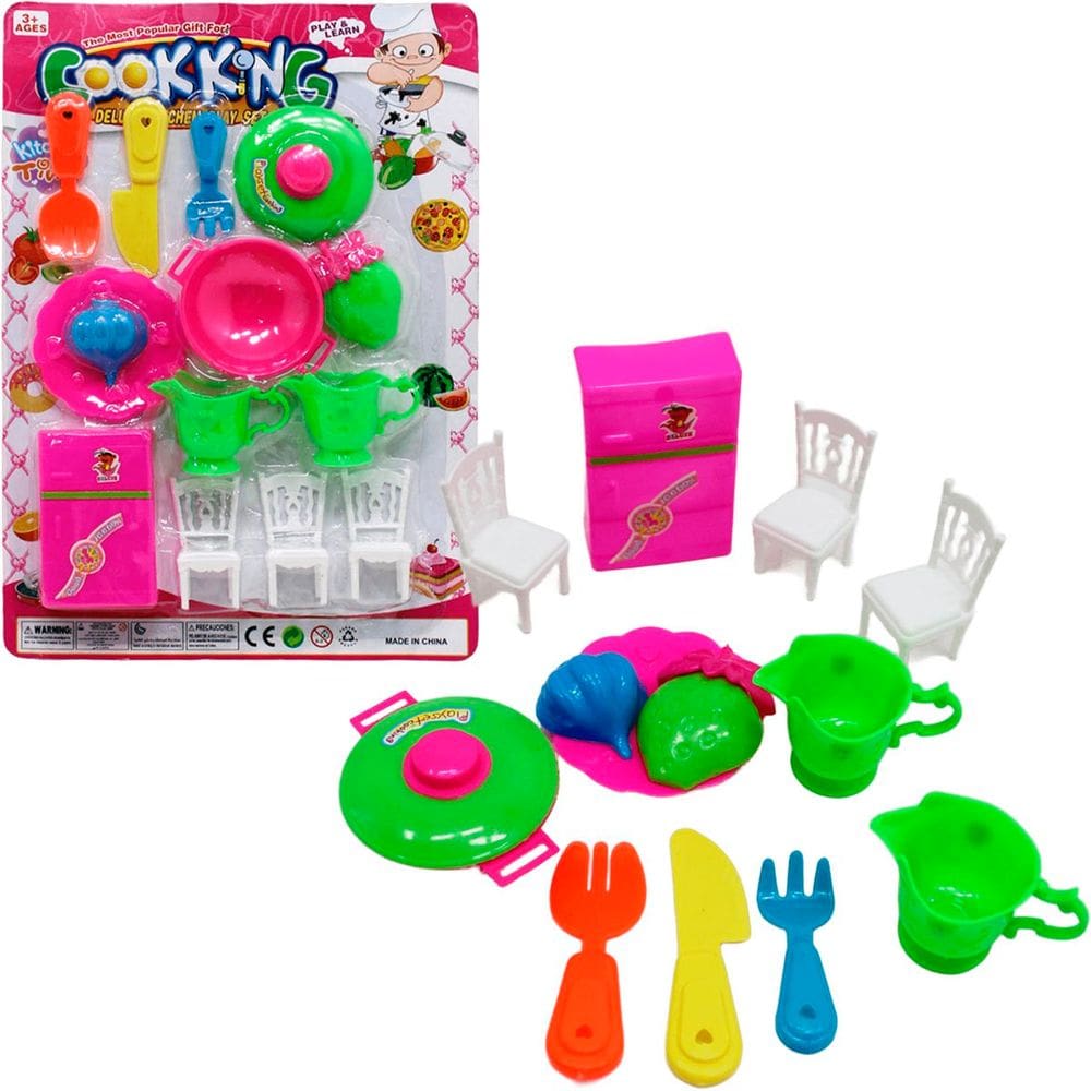 Kit Chefe De Cozinha Brinquedo Geladeira E Acessórios 14pçs