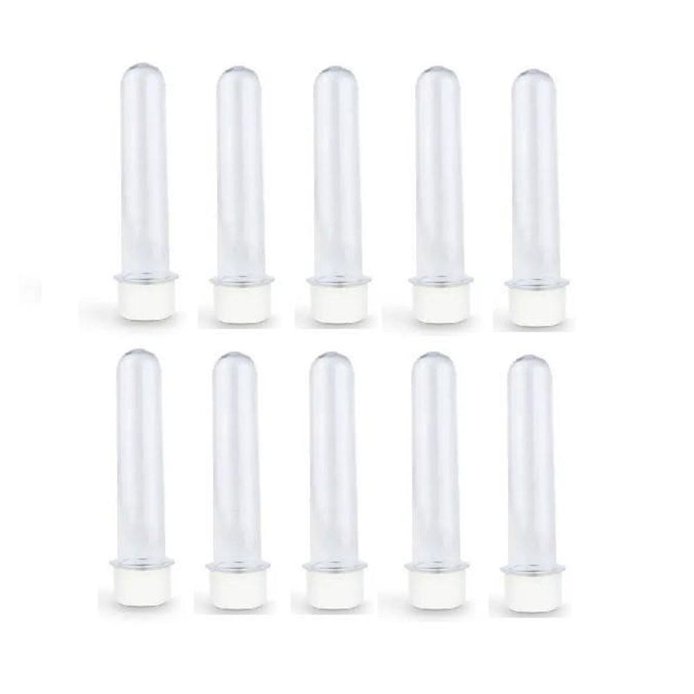 Kit 100 Tubete 12Cm Acrílico Tampa Branca / Transparente