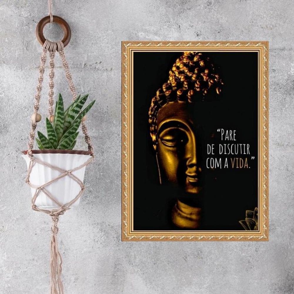 Quadro Moldura Dourada Frase Buda 24X18Cm