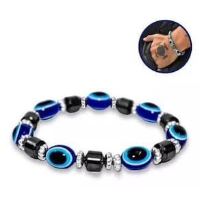 Pulseira Olho Grego Azul Pedra Natural Inveja Mal Olhado Uni