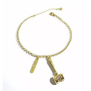 Pulseira Advogada Direito Malhete Placa Folheado A Ouro 18k