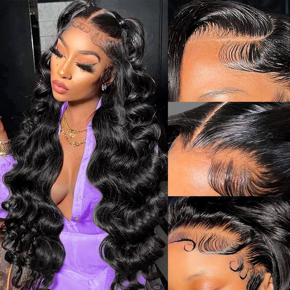 Perucas frontais de renda Body Wave Sathen 30 cm de cabelo humano com 180% de densidade