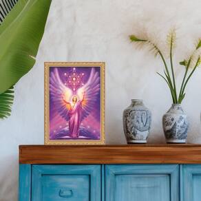 Quadro Moldura Dourada Arcanjo Metatron 24X18Cm
